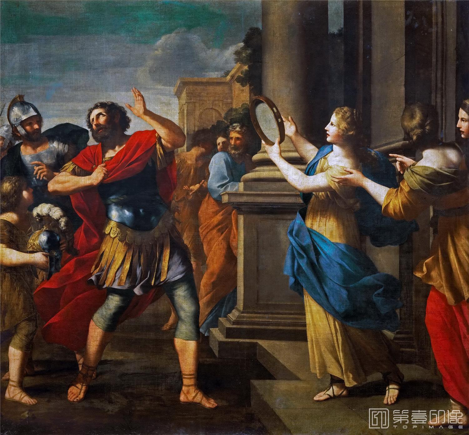 油画-奥地利维也纳艺术史博物馆-Giovanni Francesco RomanelliJephtha Recognizes His Daughter-311